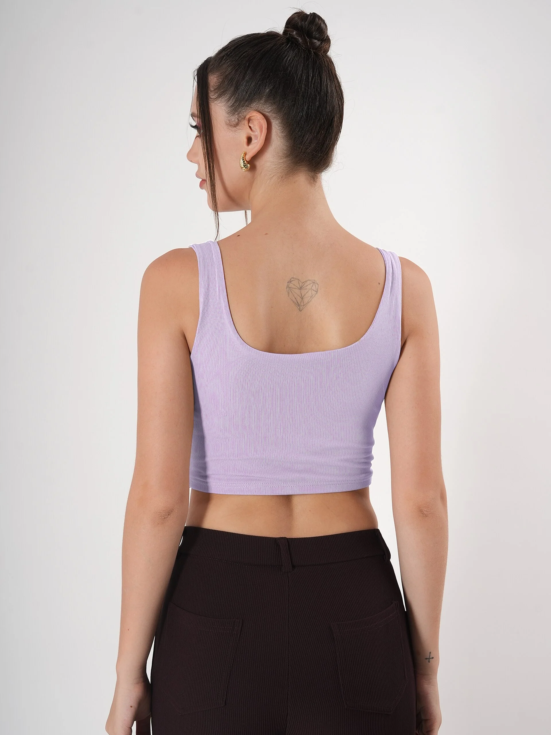 Clobug Solid Square Neck Sleeveless Body Fitted Crop Top - Image 10