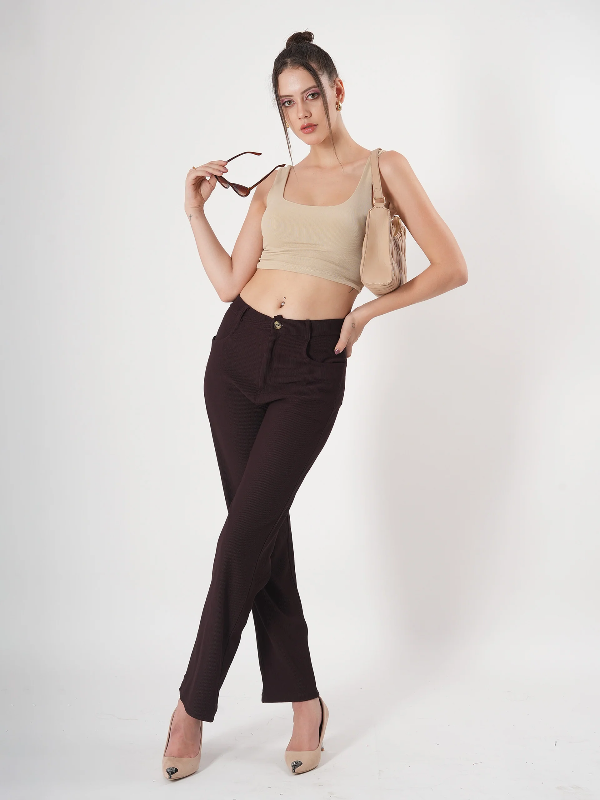 Clobug Solid Square Neck Sleeveless Body Fitted Crop Top - Image 16