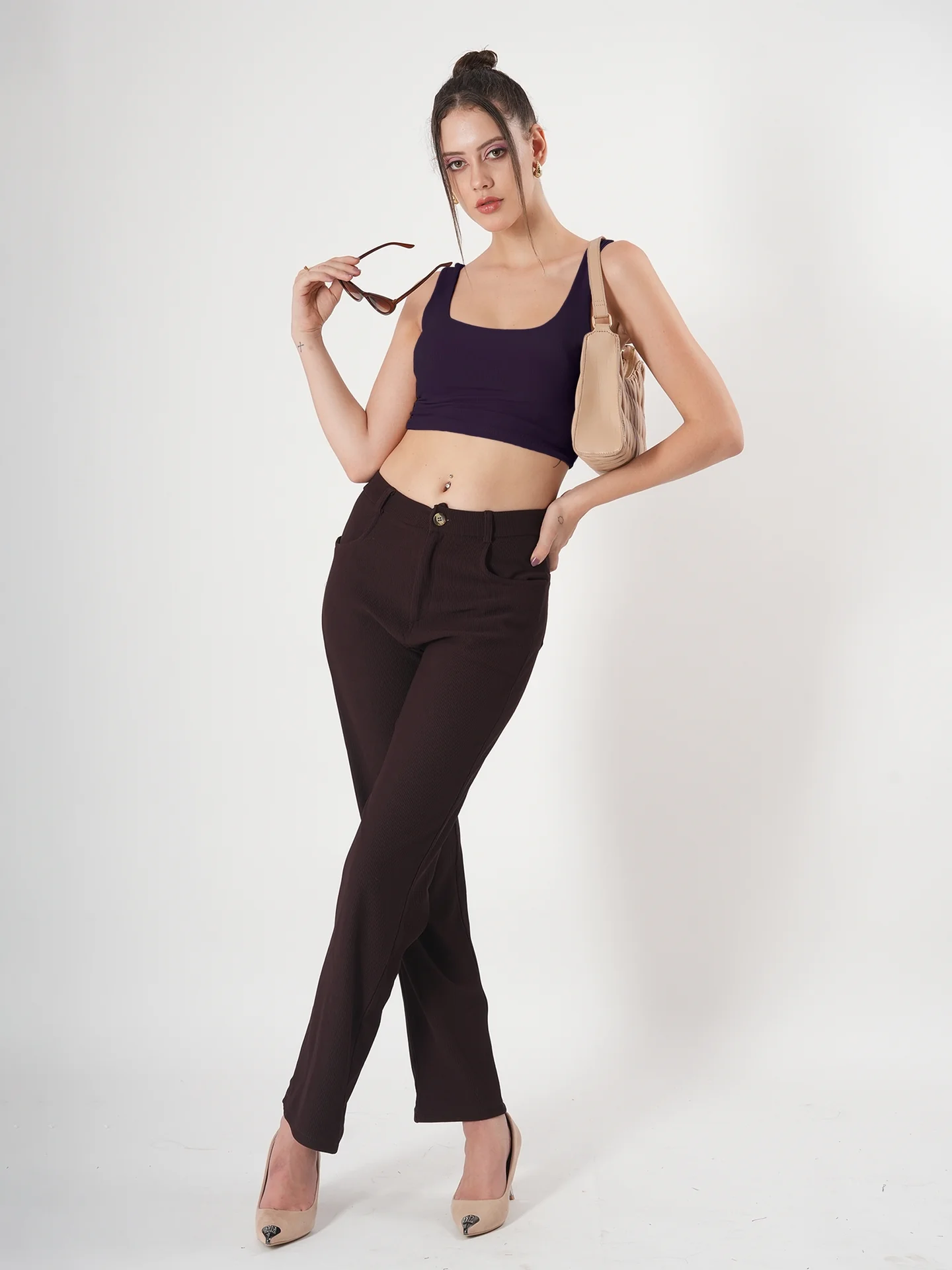 Clobug Solid Square Neck Sleeveless Body Fitted Crop Top - Image 25