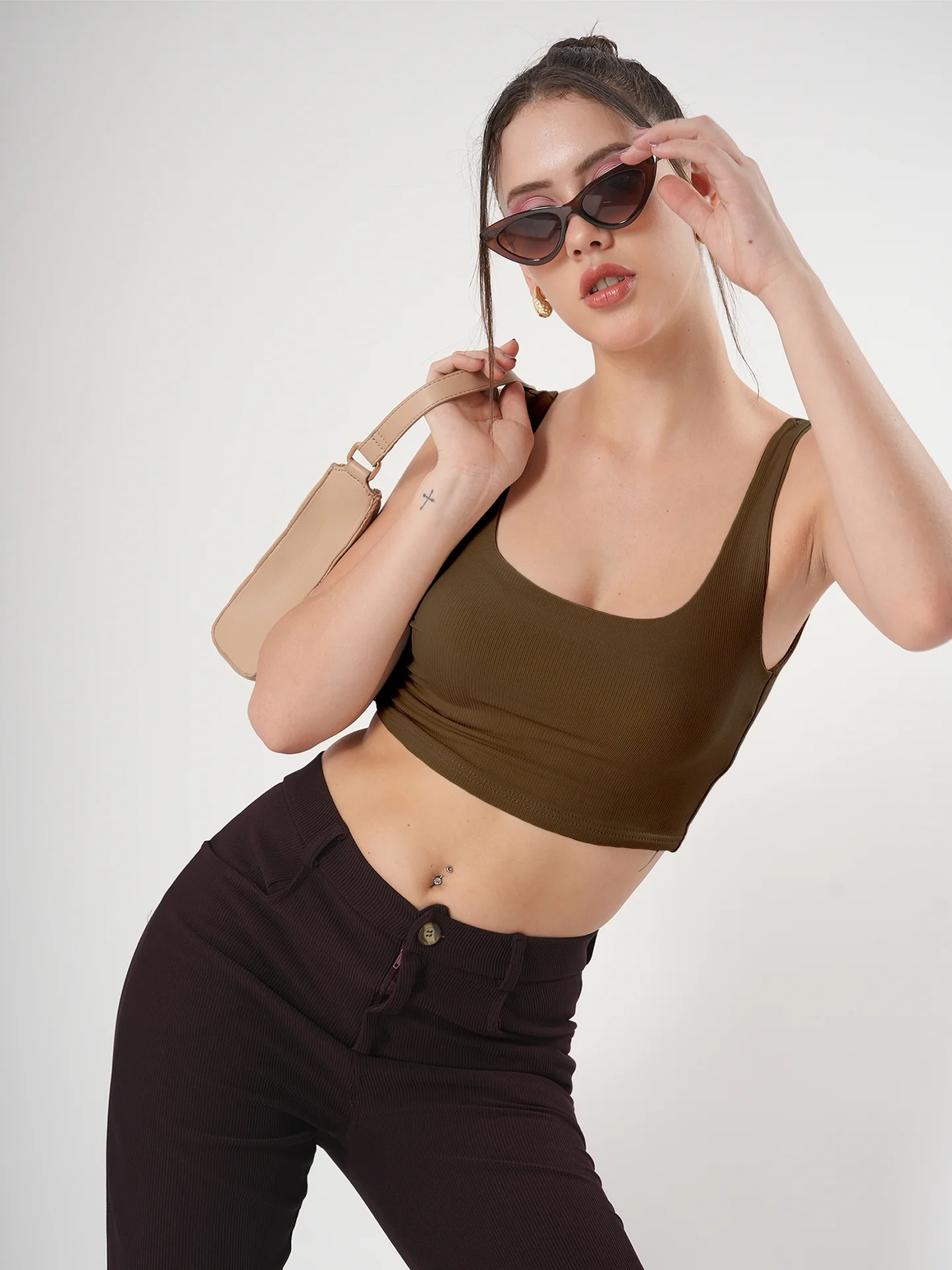 Clobug Solid Square Neck Sleeveless Body Fitted Crop Top - Image 27