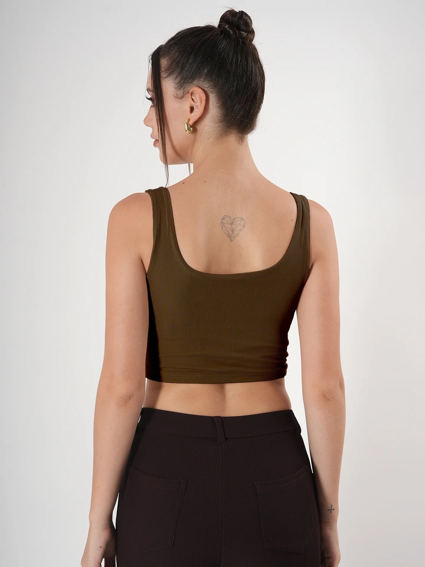 Clobug Solid Square Neck Sleeveless Body Fitted Crop Top - Image 29
