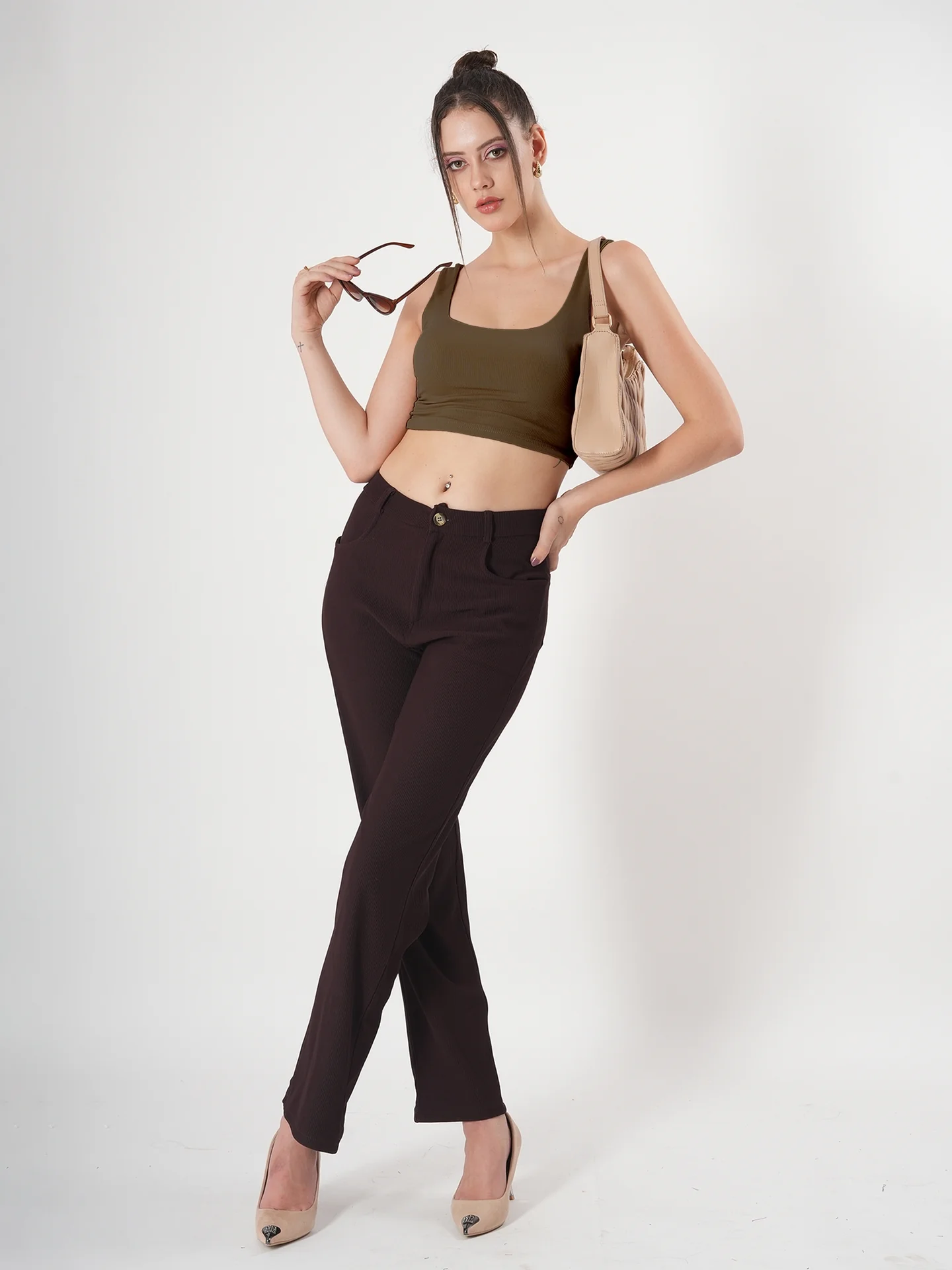 Clobug Solid Square Neck Sleeveless Body Fitted Crop Top - Image 31