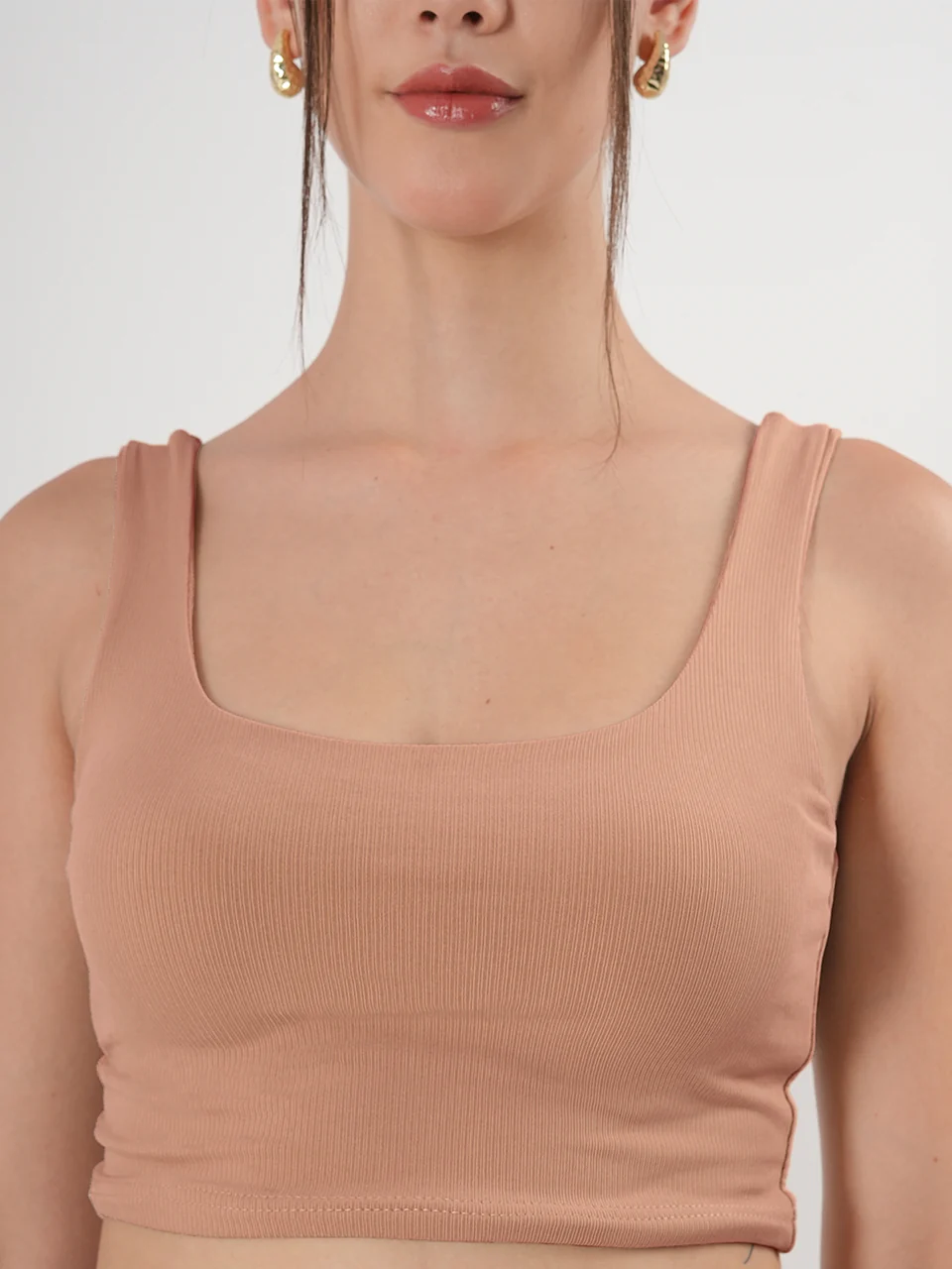 Clobug Solid Square Neck Sleeveless Body Fitted Crop Top - Image 33