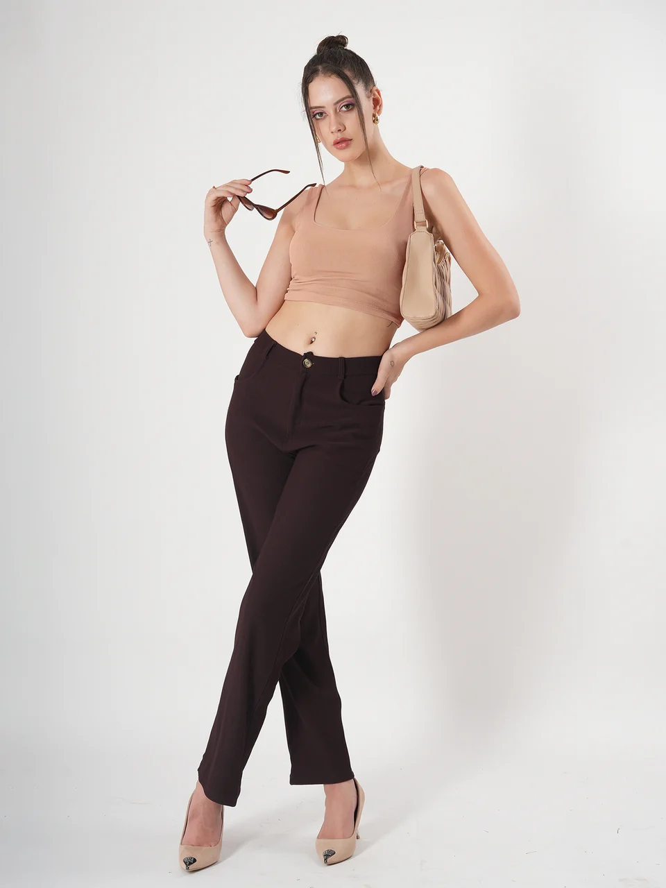 Clobug Solid Square Neck Sleeveless Body Fitted Crop Top - Image 35