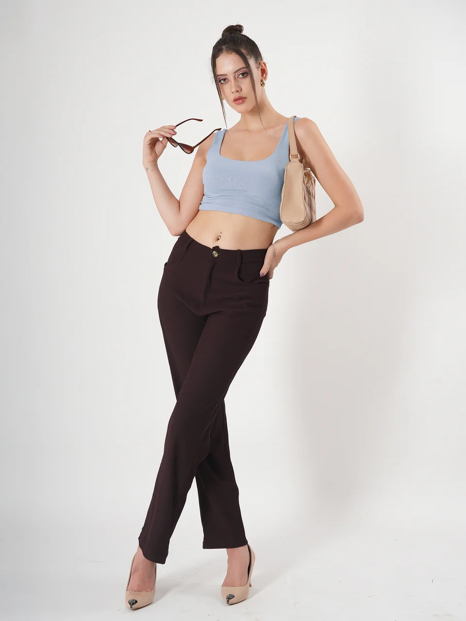 Clobug Solid Square Neck Sleeveless Body Fitted Crop Top - Image 40