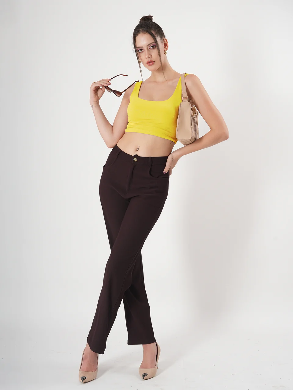 Clobug Solid Square Neck Sleeveless Body Fitted Crop Top - Image 45