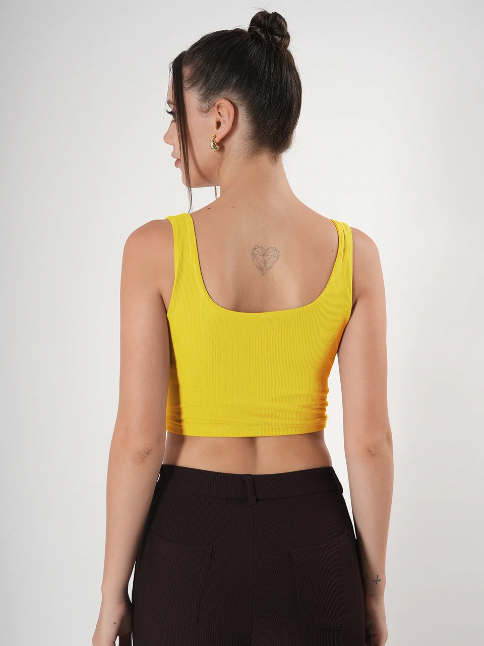 Clobug Solid Square Neck Sleeveless Body Fitted Crop Top - Image 46