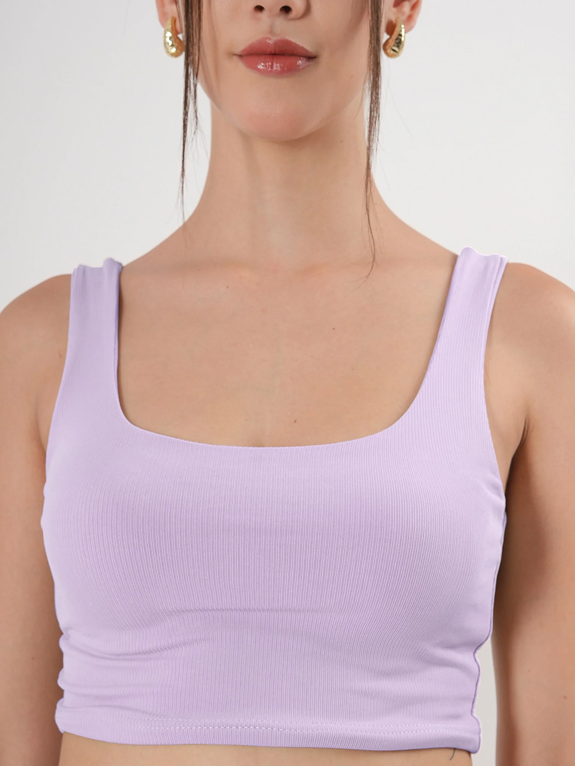 Clobug Solid Square Neck Sleeveless Body Fitted Crop Top - Image 8