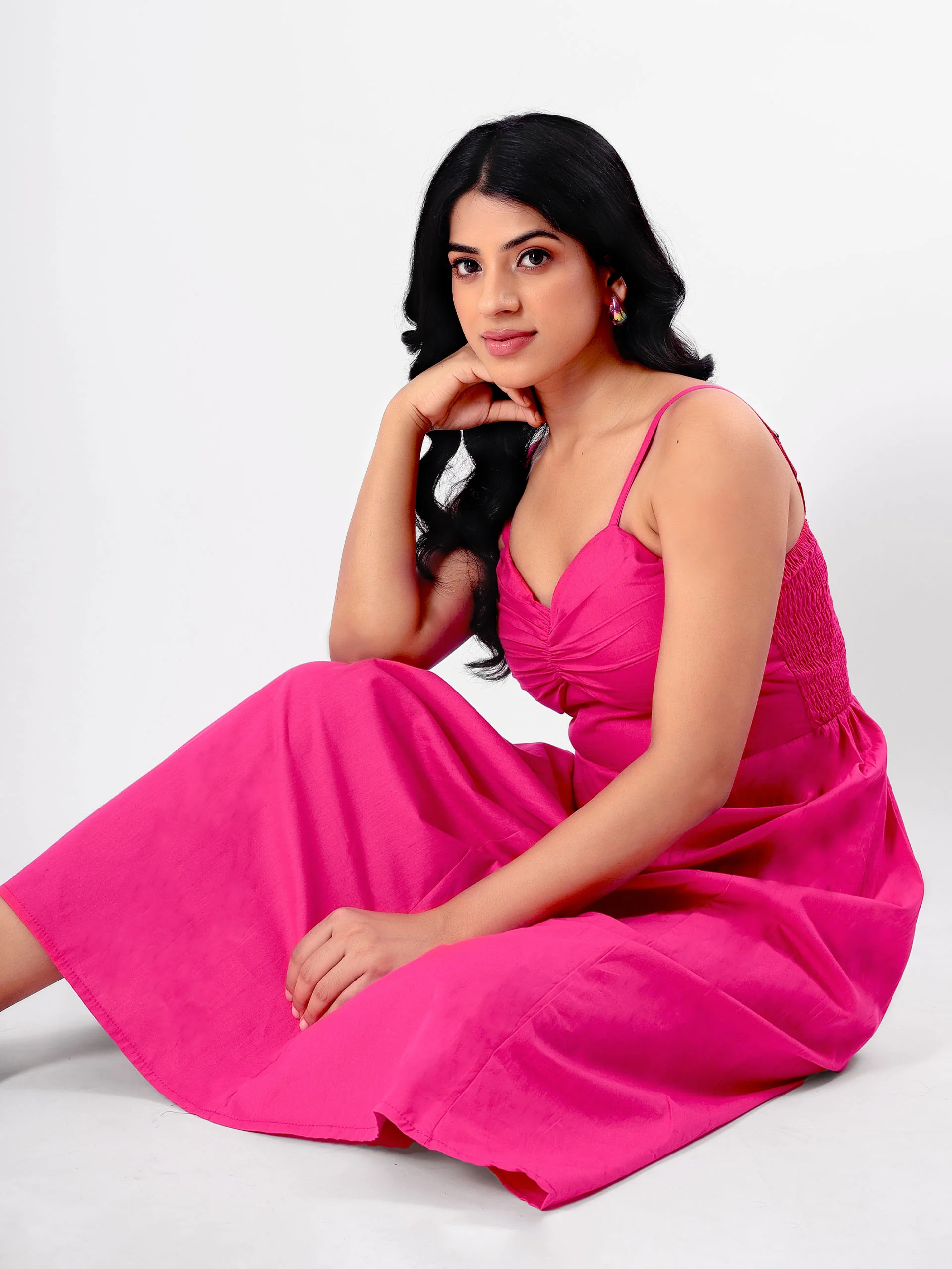 Solid Strappy Sweetheart Neck Midi Dress - Image 6