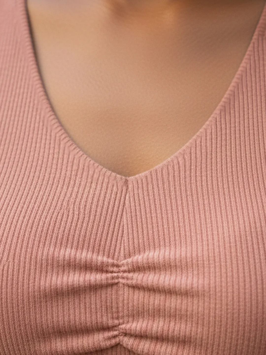 Solid V Neck Sleeveless Pleated Semi Crop Top - Image 45