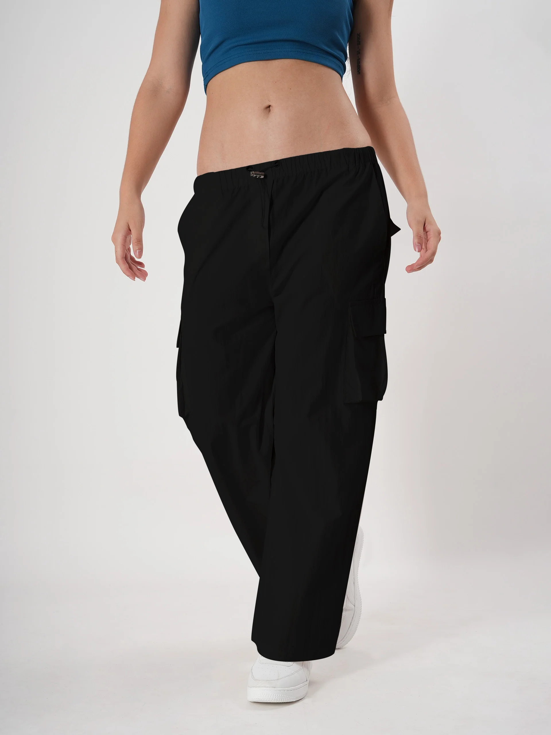 Straight fit cargo pants for women with Adjustable Strings - Image 11