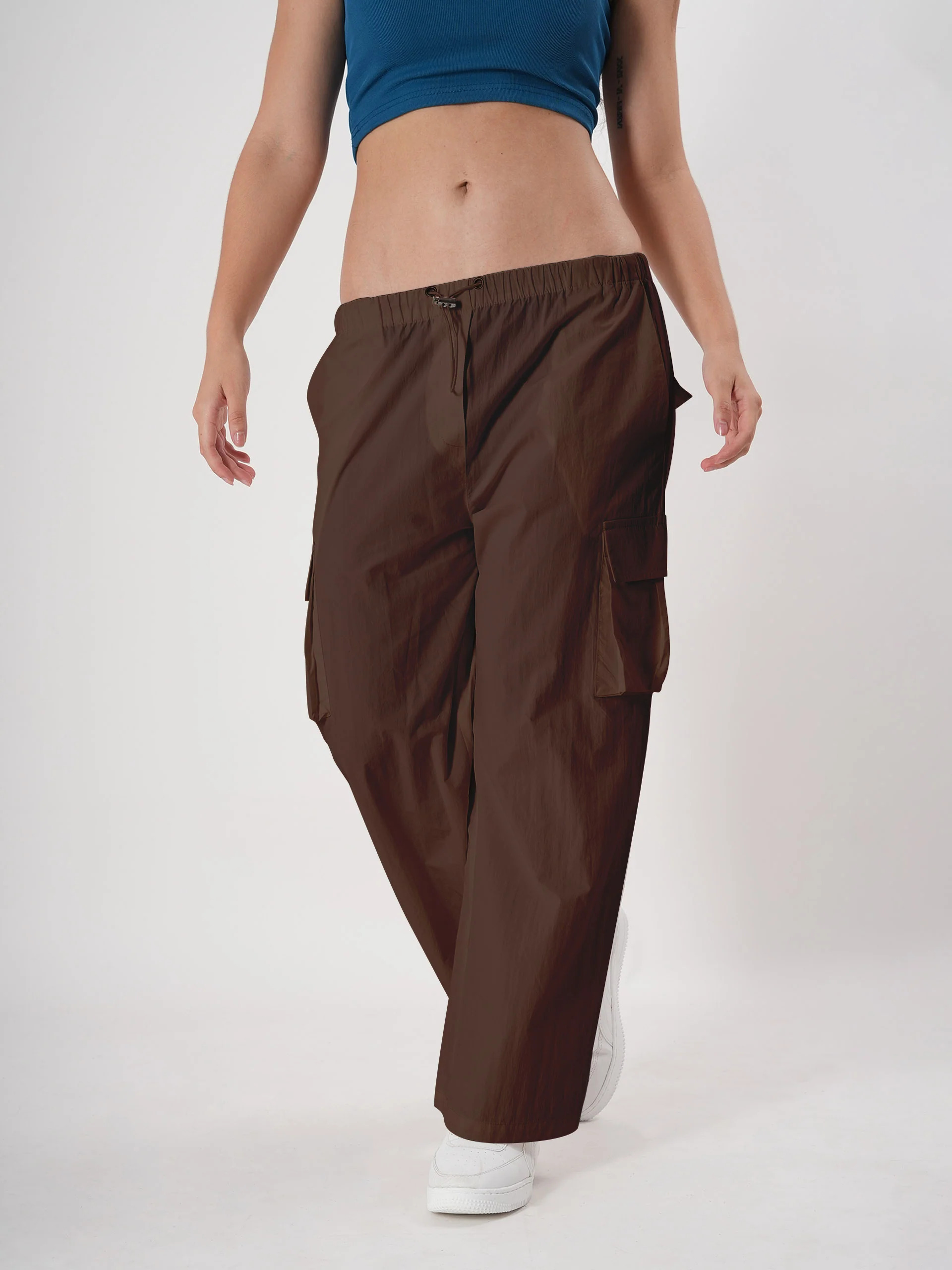Straight fit cargo pants for women with Adjustable Strings - Image 17