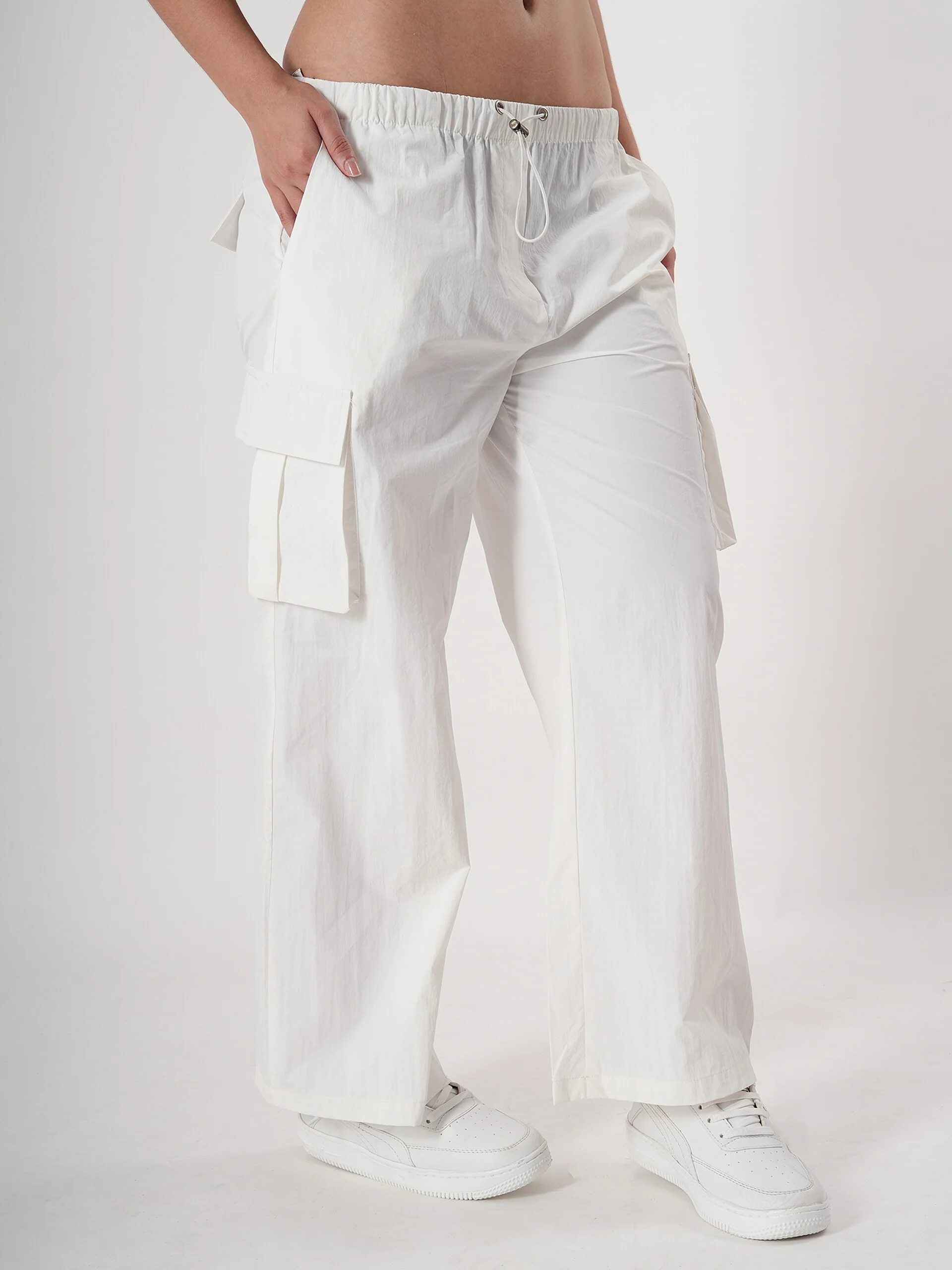 Straight fit cargo pants for women with Adjustable Strings - Image 20