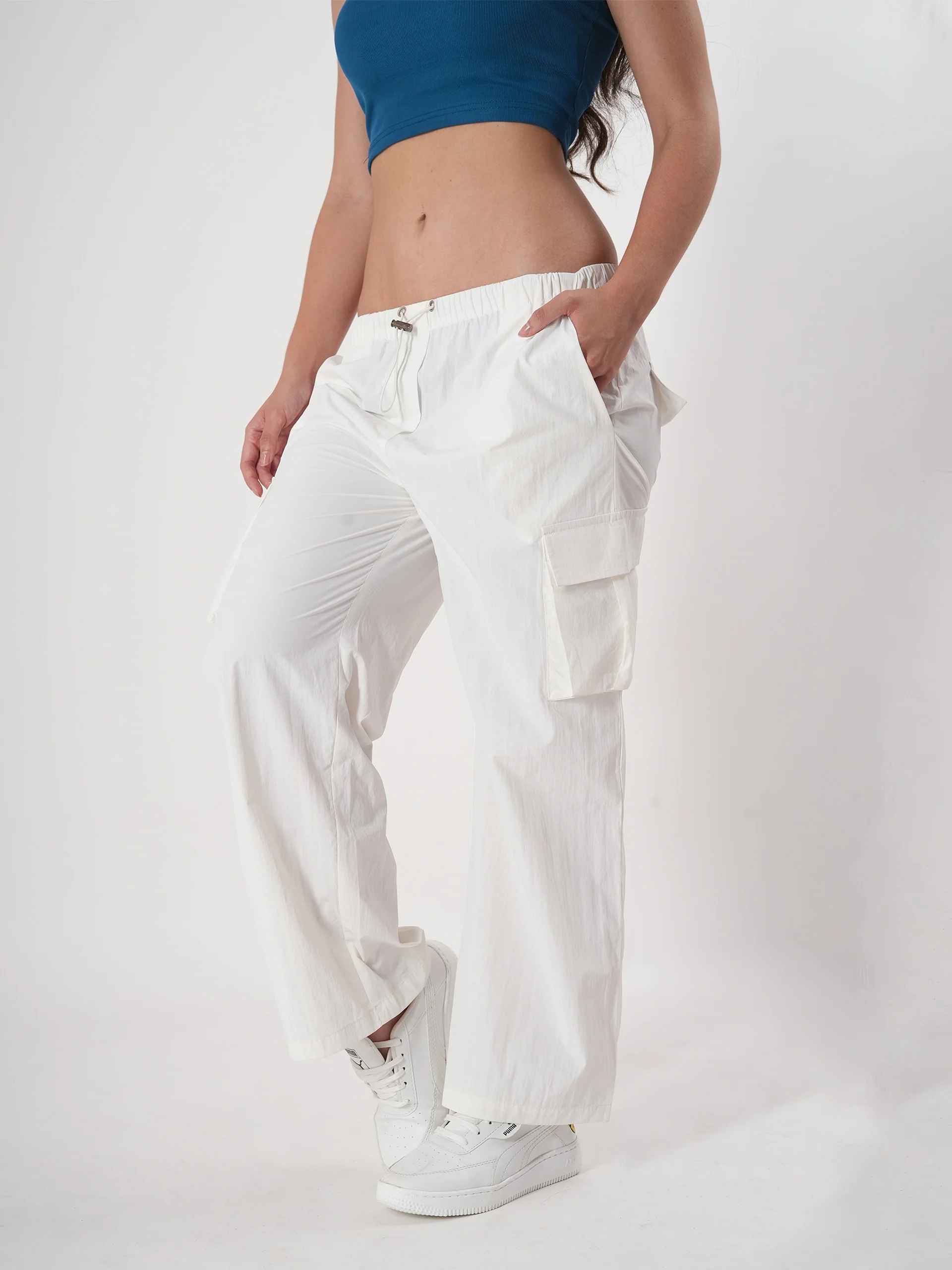 Straight fit cargo pants for women with Adjustable Strings - Image 21
