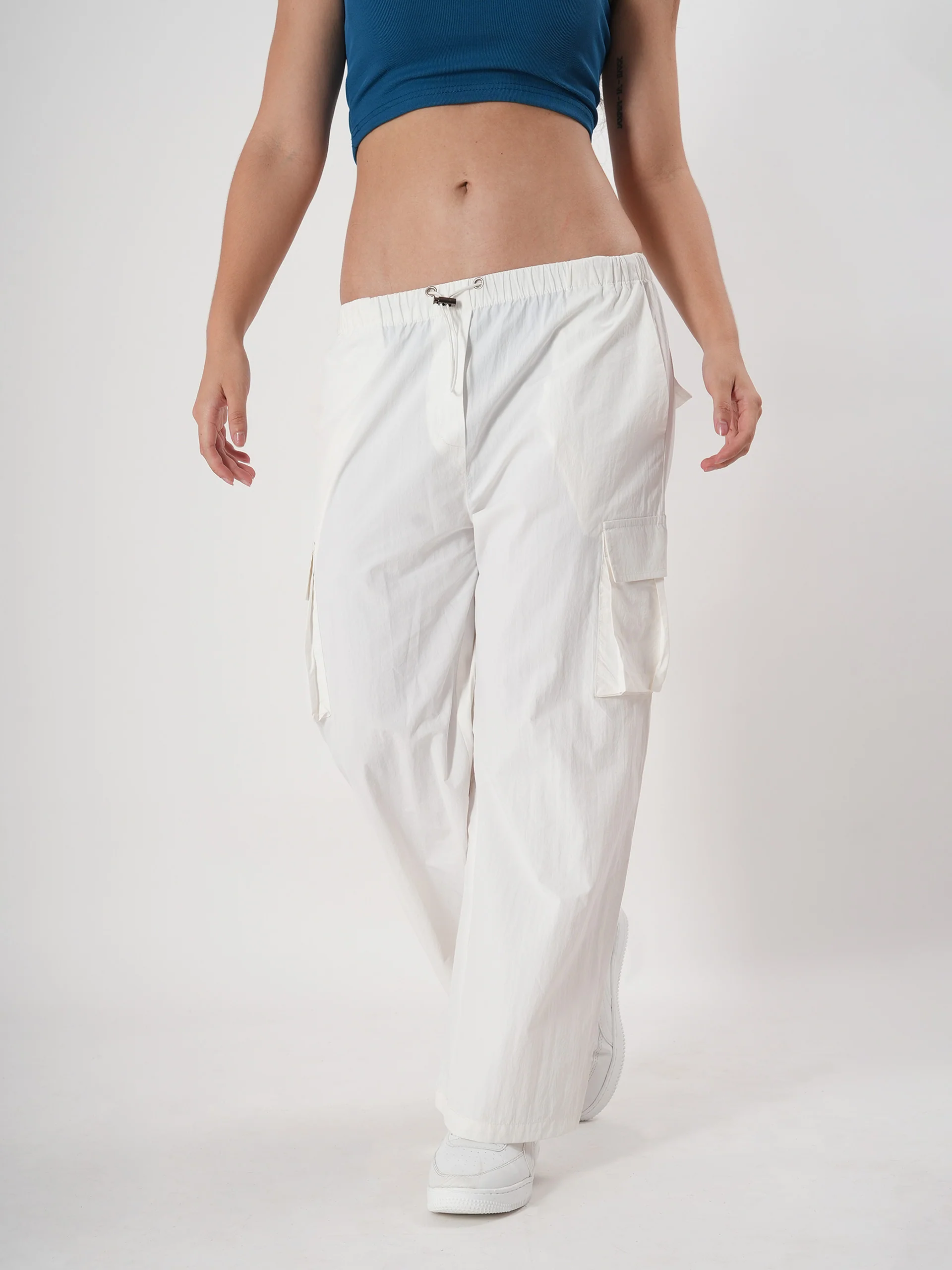 Straight fit cargo pants for women with Adjustable Strings - Image 22
