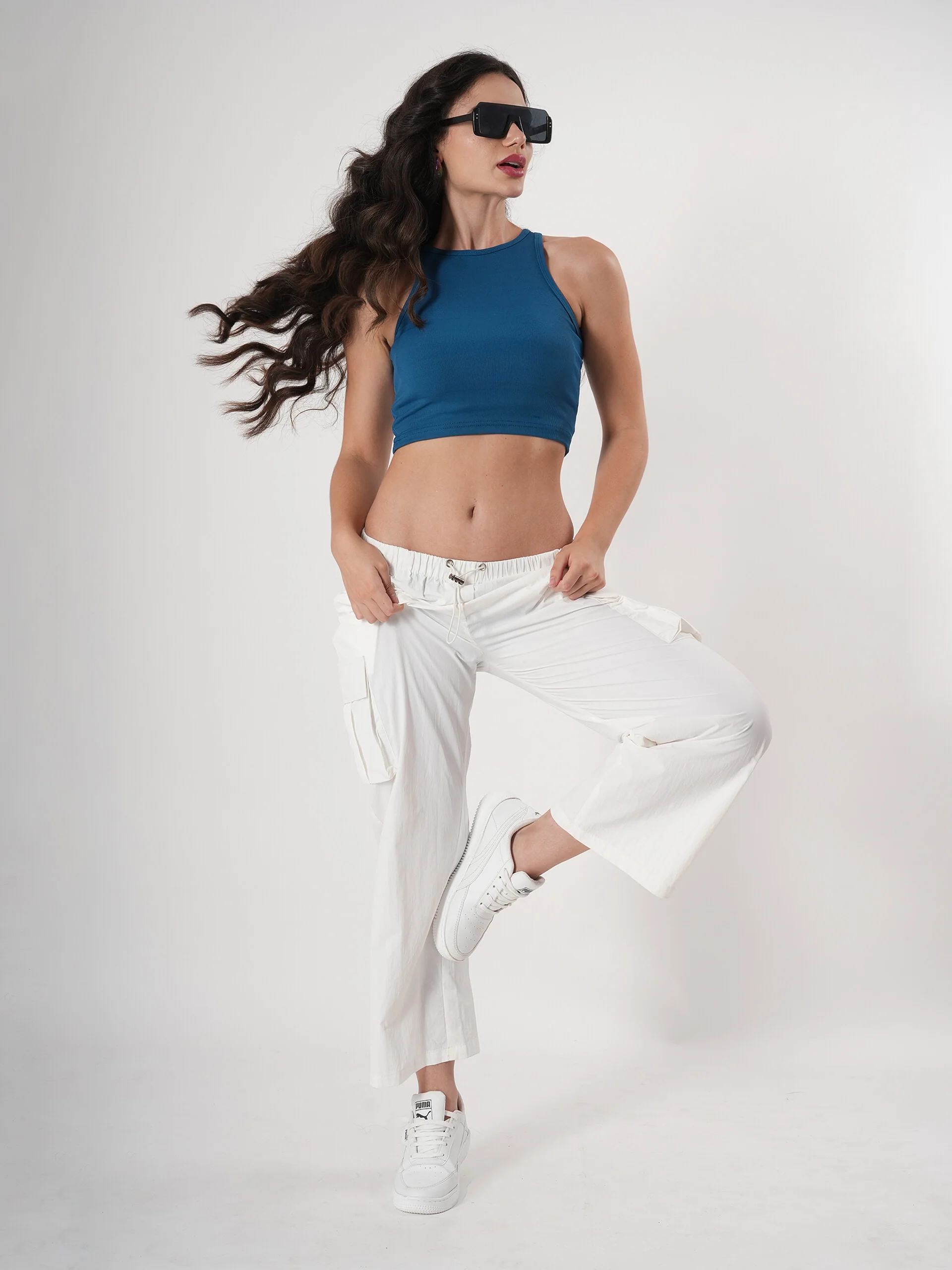 Straight fit cargo pants for women with Adjustable Strings - Image 25