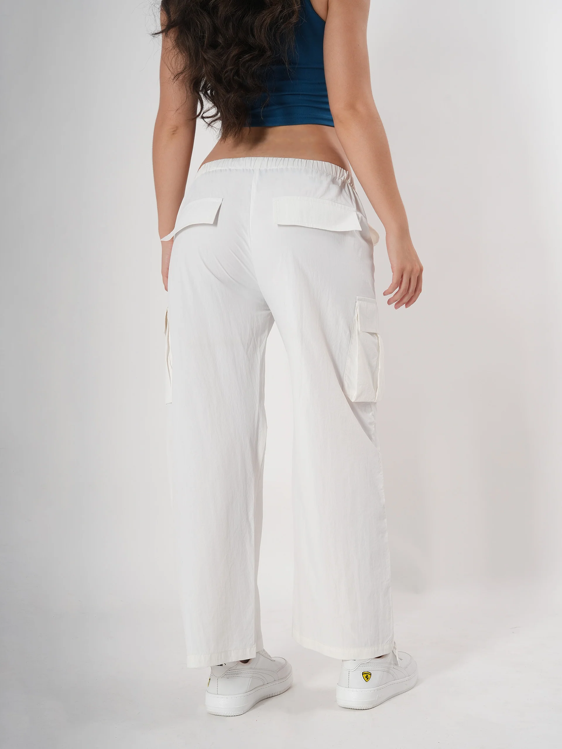 Straight fit cargo pants for women with Adjustable Strings - Image 26