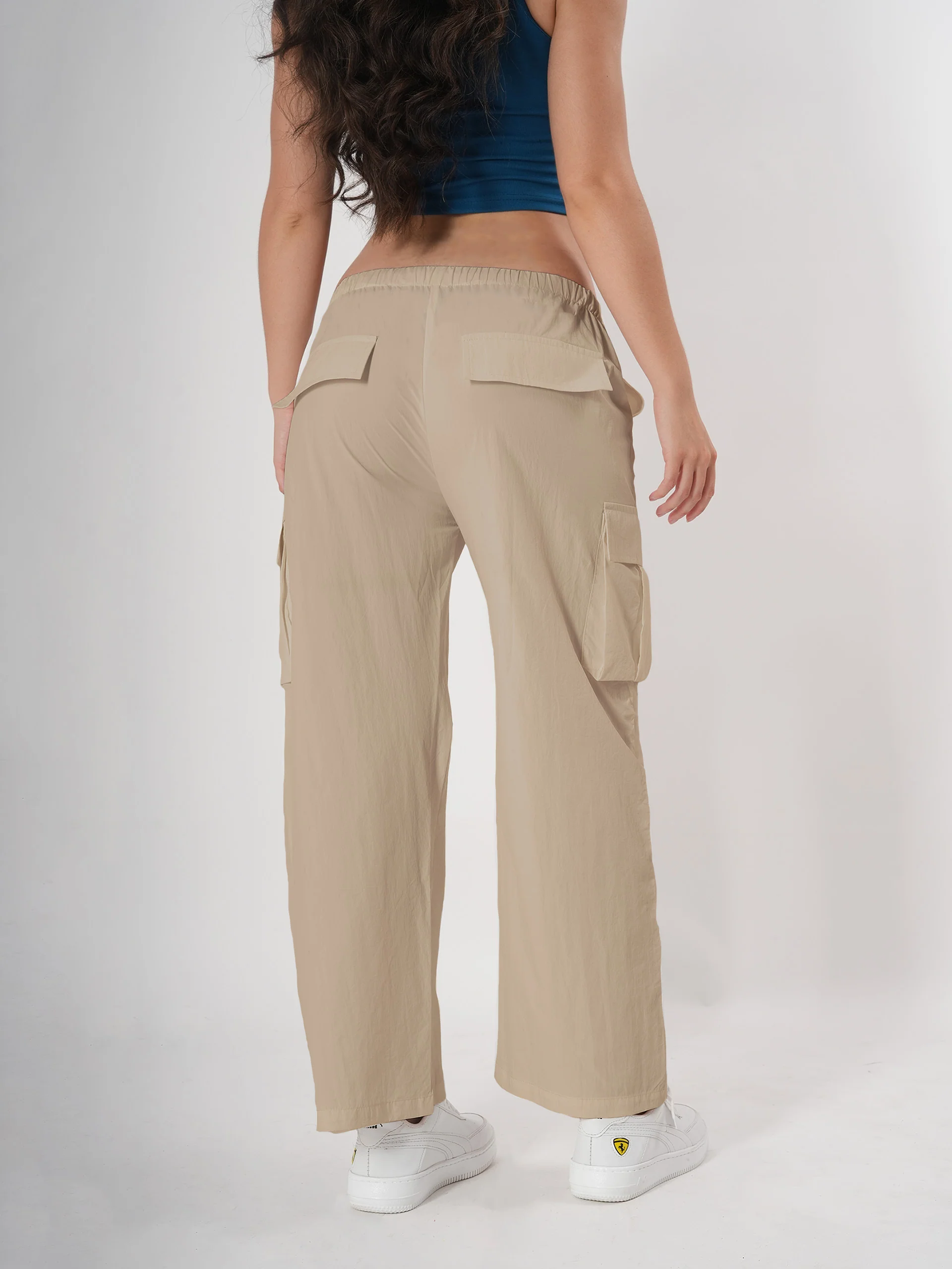 Straight fit cargo pants for women with Adjustable Strings - Image 4