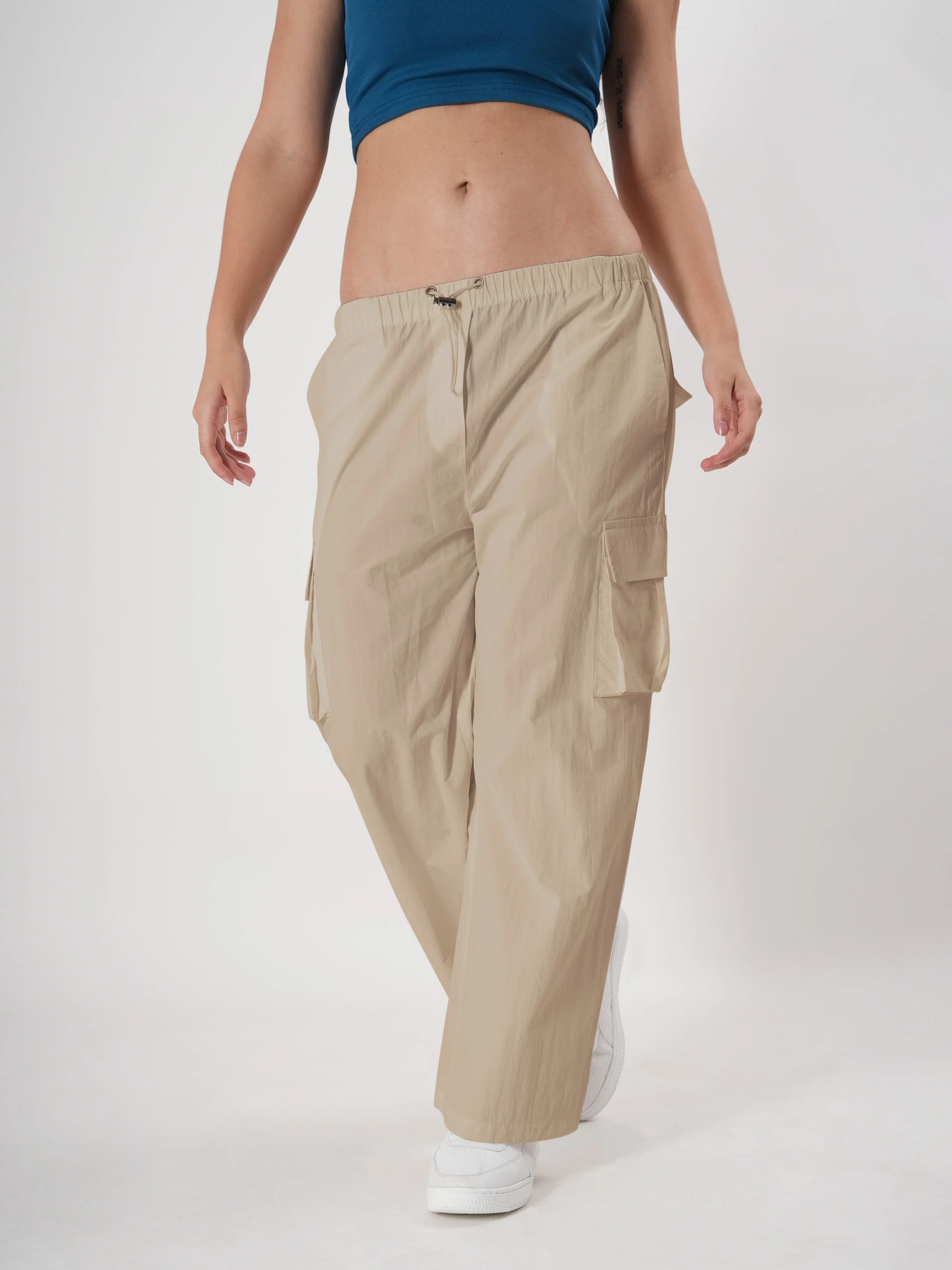 Straight fit cargo pants for women with Adjustable Strings - Image 5