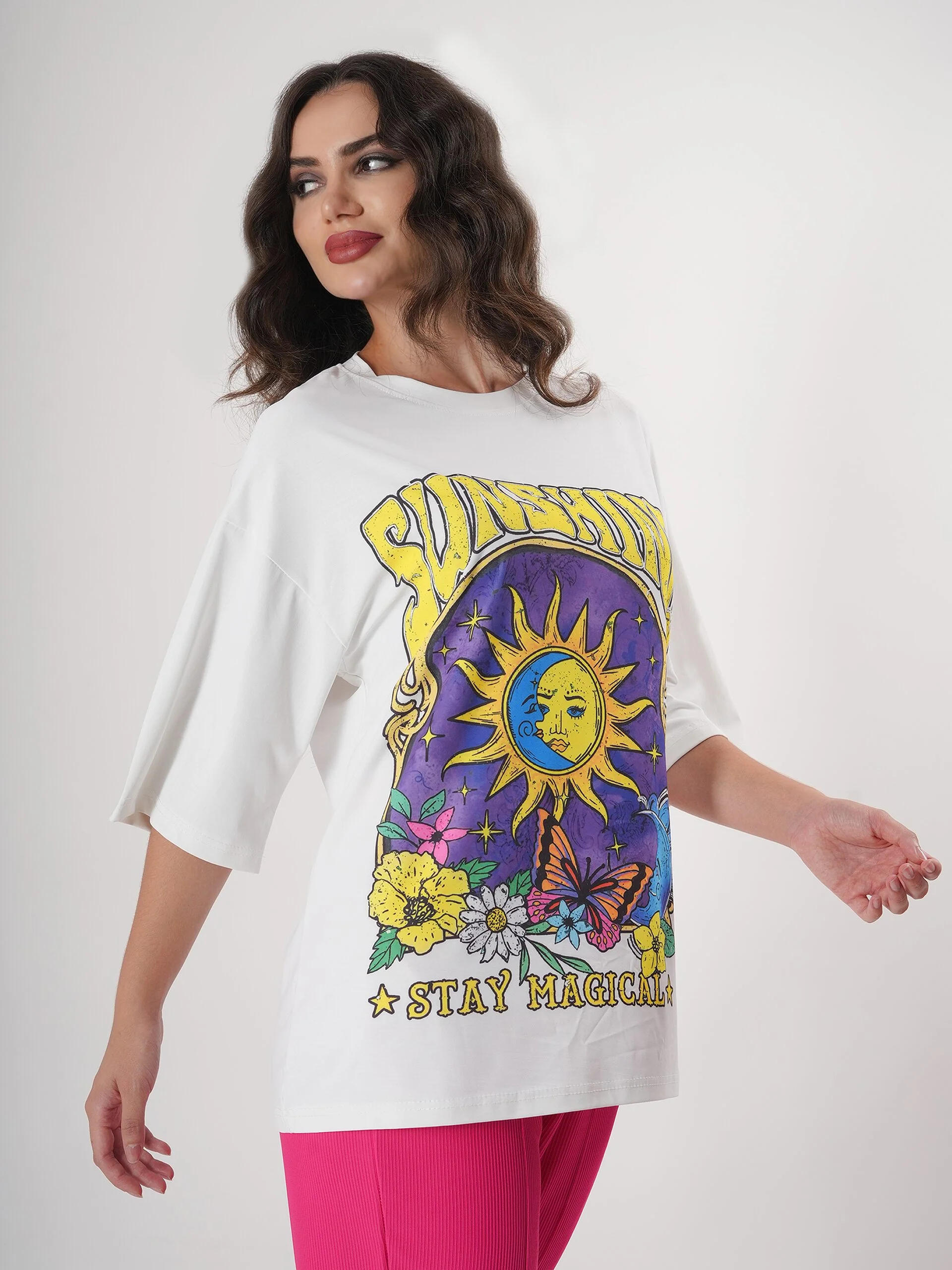 Sunshine Print T- Shirt With Round Neck and Half Sleeve - Image 4
