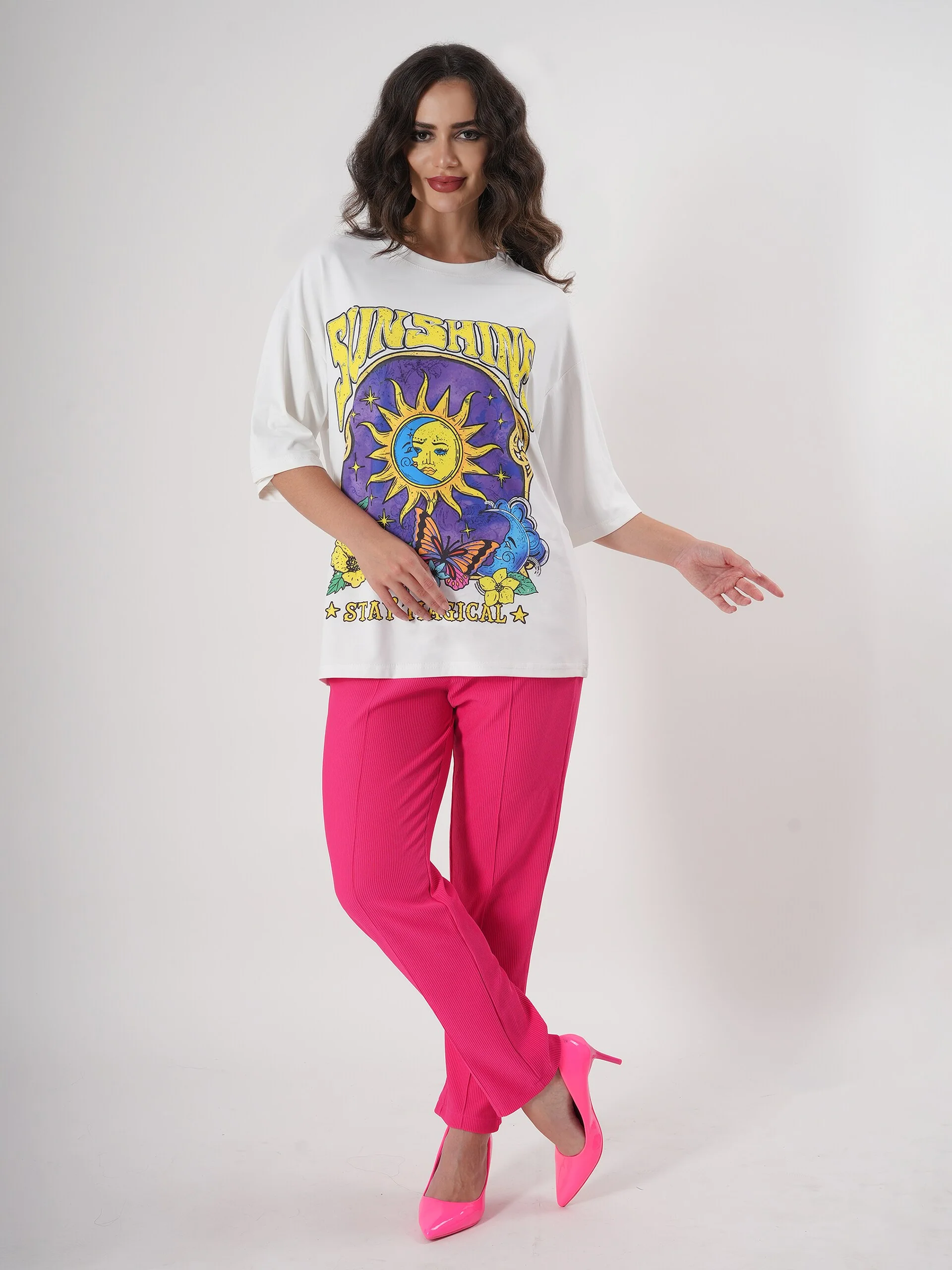 Sunshine Print T- Shirt With Round Neck and Half Sleeve - Image 8